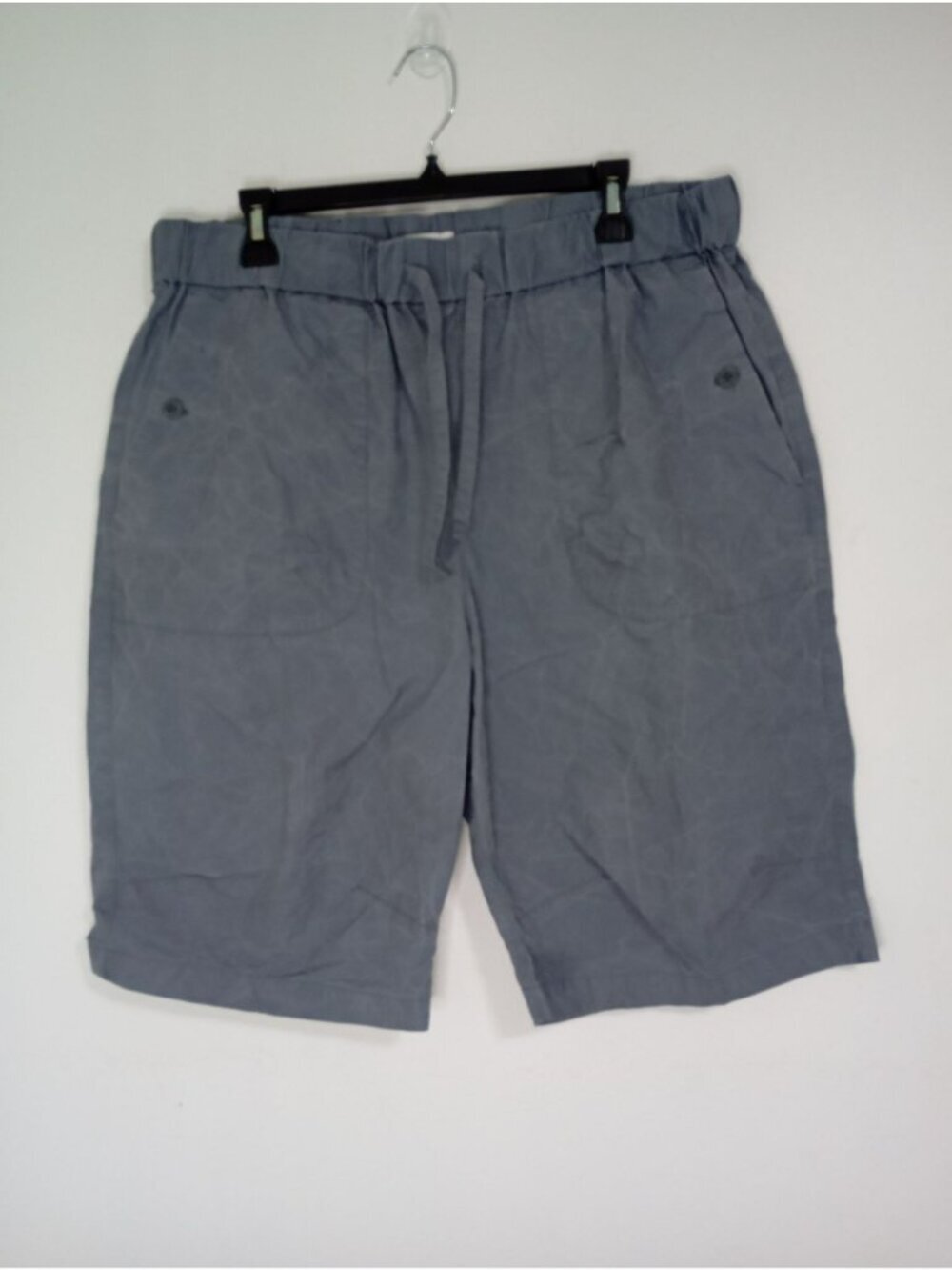 COS Mens Gray Elastic Waist Cotton Shorts With Drawstring & Button Pockets